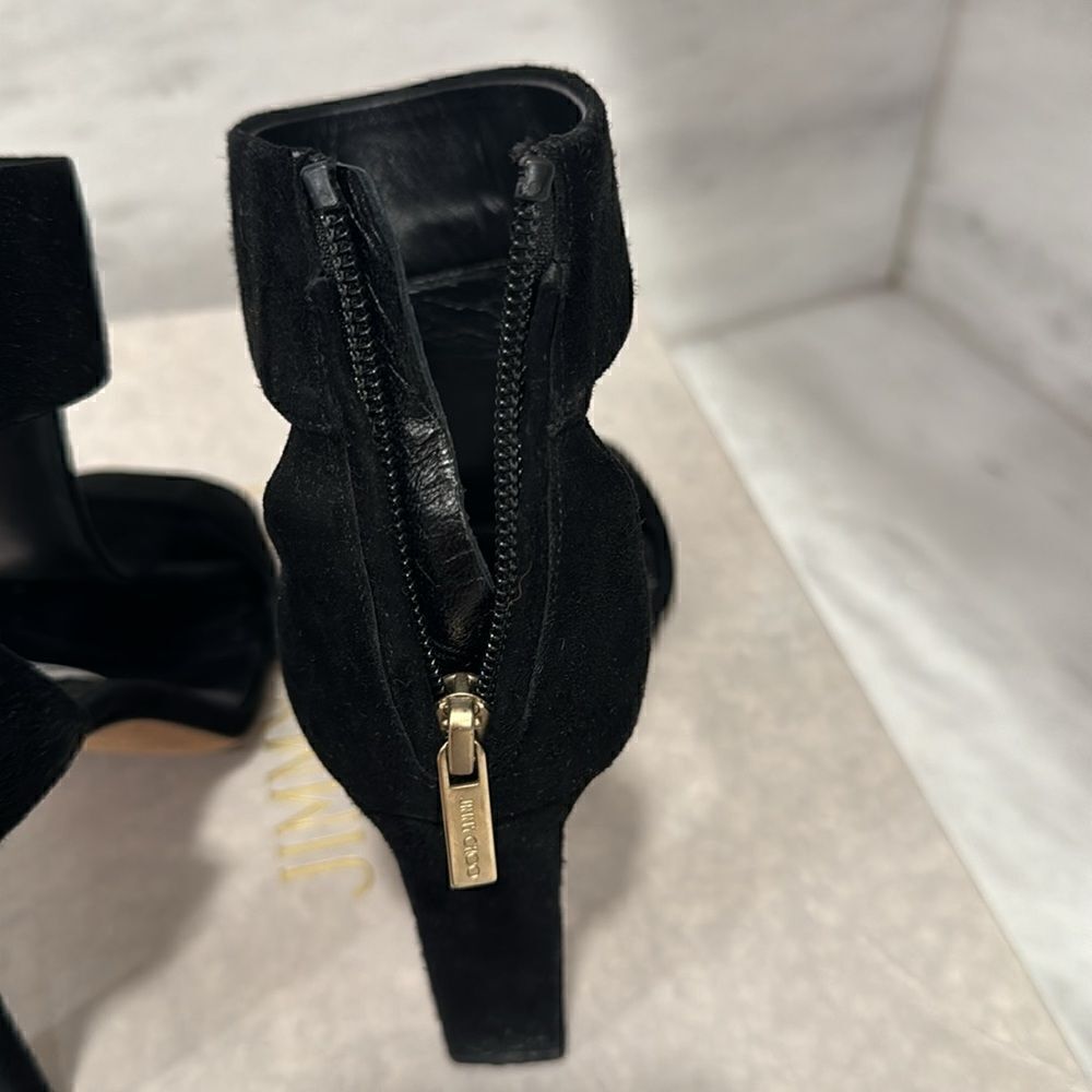 Jimmy Choo Bethel 100 black ankle strap open toe suedestrappy heels 38 - Picture 15 of 16